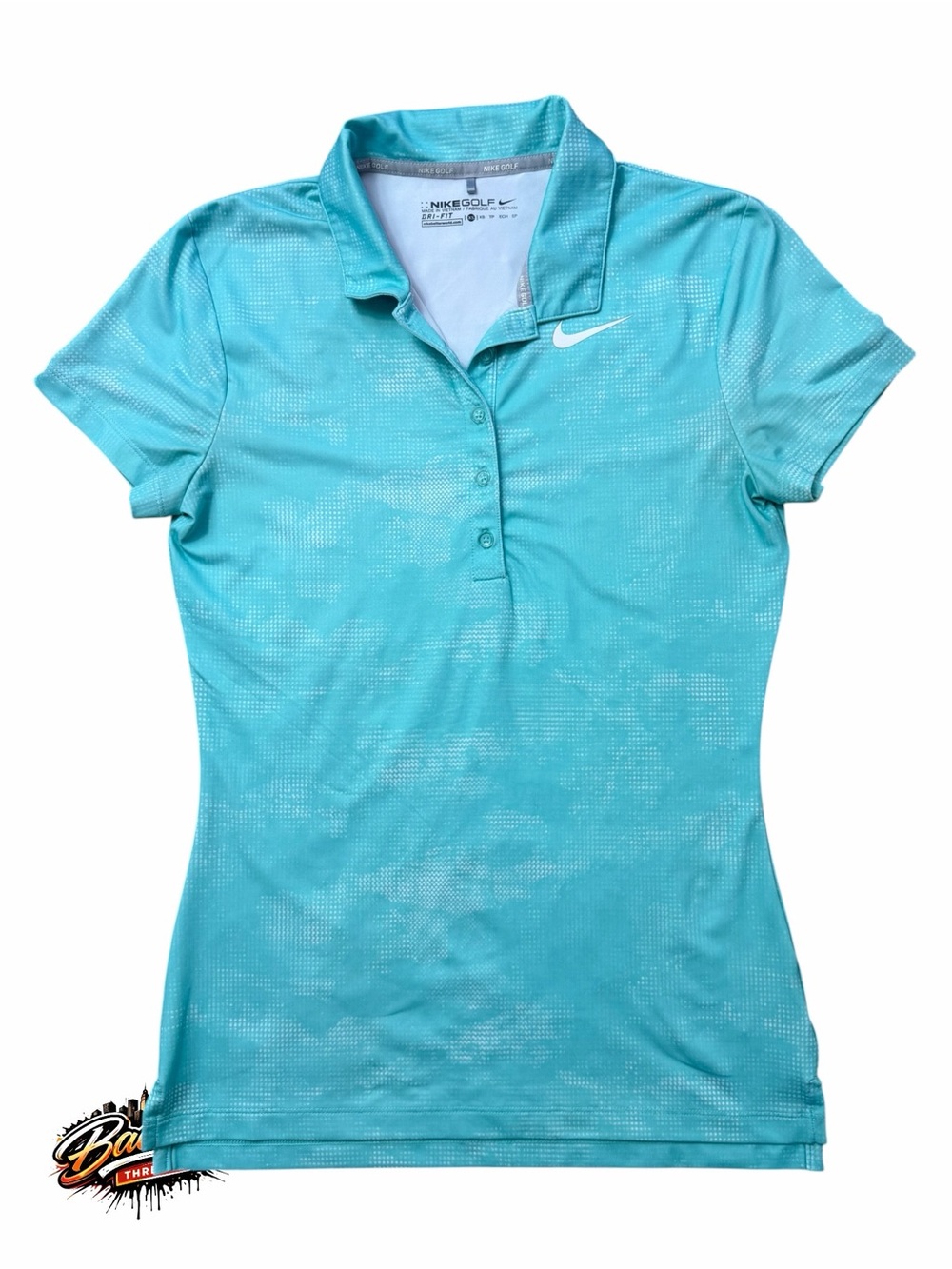 Nike Golf Dri-FIT Women's XS Turquoise Blue White Short Sleeve Polo Shirt